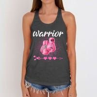 Breast Cancer Awareness Pink Boxing Gloves Warrior Women's Knotted Racerback Tank