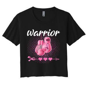 Breast Cancer Awareness Pink Boxing Gloves Warrior Women's Crop Top Tee