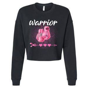 Breast Cancer Awareness Pink Boxing Gloves Warrior Cropped Pullover Crew