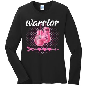 Breast Cancer Awareness Pink Boxing Gloves Warrior Ladies Long Sleeve Shirt