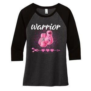 Breast Cancer Awareness Pink Boxing Gloves Warrior Women's Tri-Blend 3/4-Sleeve Raglan Shirt