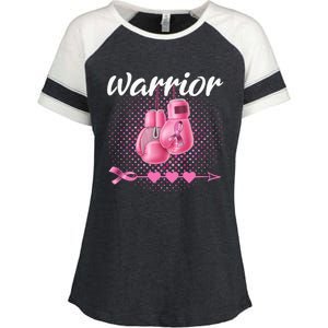 Breast Cancer Awareness Pink Boxing Gloves Warrior Enza Ladies Jersey Colorblock Tee