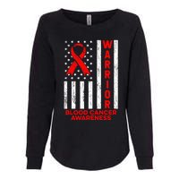 Blood Cancer Awareness Warrior American Flag Red Ribbon Womens California Wash Sweatshirt