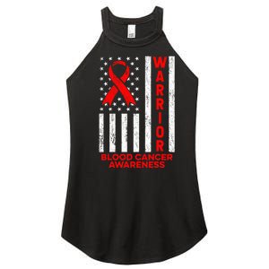 Blood Cancer Awareness Warrior American Flag Red Ribbon Women's Perfect Tri Rocker Tank