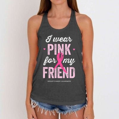 Breast Cancer Awareness s I Wear Pink for My Friend Women's Knotted Racerback Tank