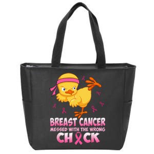 Breast Cancer Awareness Messed With The Wrongs Chick Funny Zip Tote Bag