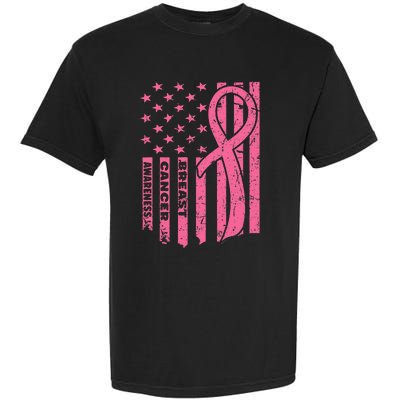 Breast Cancer Awareness Flag USA Breast Cancer Warrior Garment-Dyed Heavyweight T-Shirt