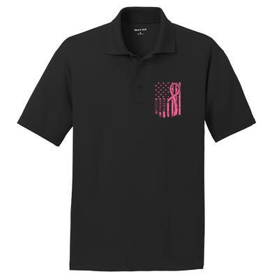 Breast Cancer Awareness Flag USA Breast Cancer Warrior PosiCharge RacerMesh Polo