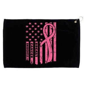 Breast Cancer Awareness Flag USA Breast Cancer Warrior Grommeted Golf Towel