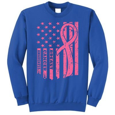 Breast Cancer Awareness Flag USA Breast Cancer Warrior Sweatshirt