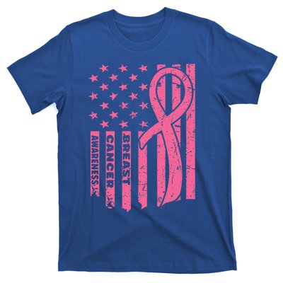 Breast Cancer Awareness Flag USA Breast Cancer Warrior T-Shirt