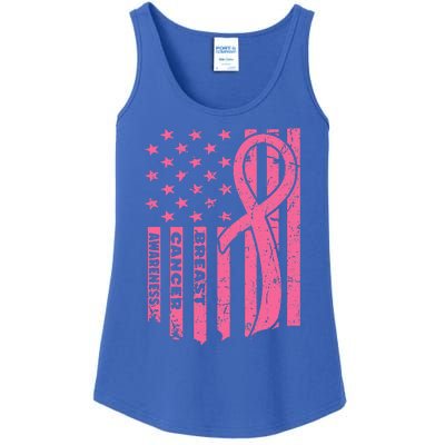 Breast Cancer Awareness Flag USA Breast Cancer Warrior Ladies Essential Tank