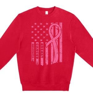 Breast Cancer Awareness Flag USA Breast Cancer Warrior Premium Crewneck Sweatshirt