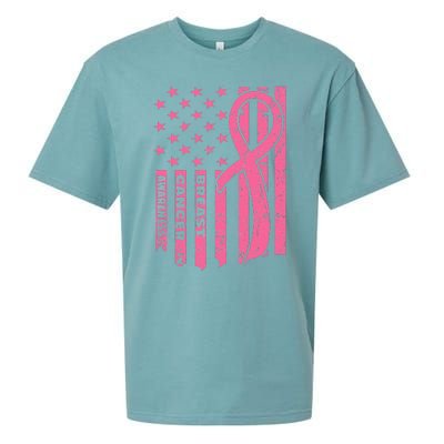 Breast Cancer Awareness Flag USA Breast Cancer Warrior Sueded Cloud Jersey T-Shirt