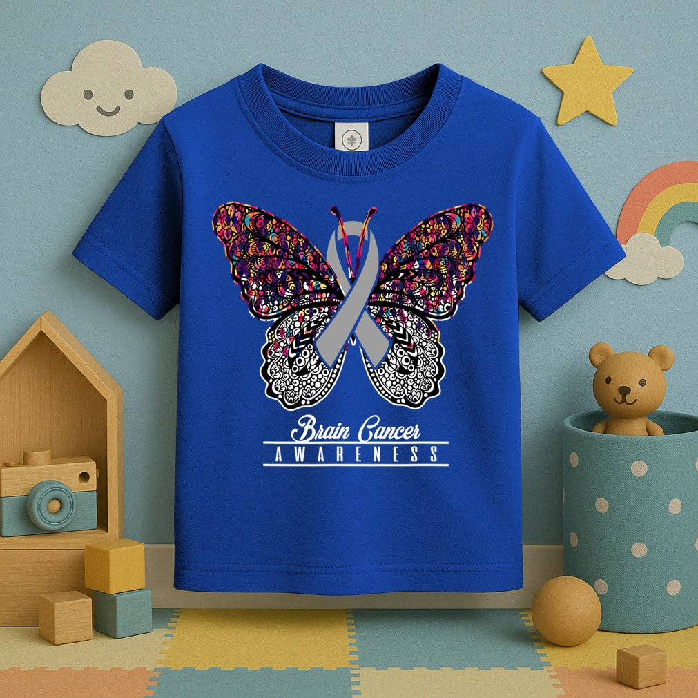 Brain Cancer Awareness Cute Gift Butterfly Lovers Funny Gift Toddler T-Shirt
