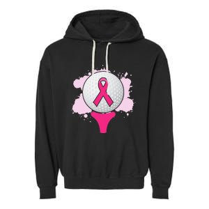 Breast Cancer Awareness Golf Ball Pink Ribbon Garment-Dyed Fleece Hoodie