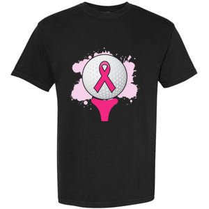 Breast Cancer Awareness Golf Ball Pink Ribbon Garment-Dyed Heavyweight T-Shirt