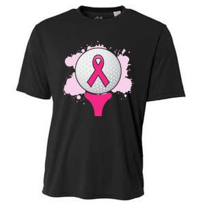 Breast Cancer Awareness Golf Ball Pink Ribbon Cooling Performance Crew T-Shirt