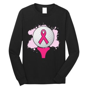 Breast Cancer Awareness Golf Ball Pink Ribbon Long Sleeve Shirt