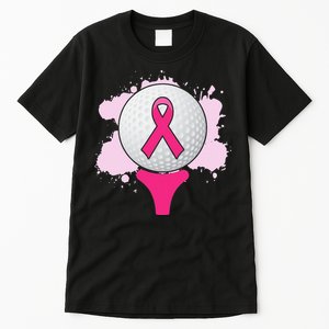 Breast Cancer Awareness Golf Ball Pink Ribbon Tall T-Shirt