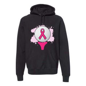 Breast Cancer Awareness Golf Ball Pink Ribbon Premium Hoodie