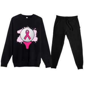 Breast Cancer Awareness Golf Ball Pink Ribbon Premium Crewneck Sweatsuit Set