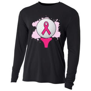 Breast Cancer Awareness Golf Ball Pink Ribbon Cooling Performance Long Sleeve Crew