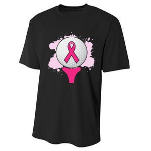 Breast Cancer Awareness Golf Ball Pink Ribbon Performance Sprint T-Shirt