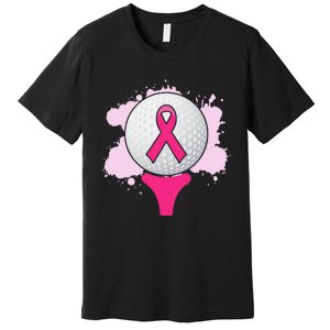 Breast Cancer Awareness Golf Ball Pink Ribbon Premium T-Shirt