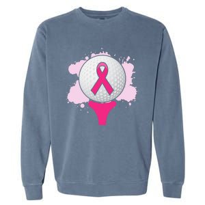 Breast Cancer Awareness Golf Ball Pink Ribbon Garment-Dyed Sweatshirt