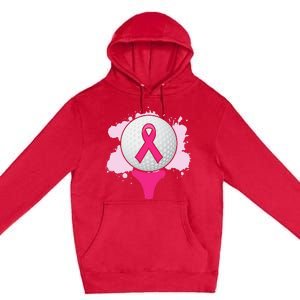 Breast Cancer Awareness Golf Ball Pink Ribbon Premium Pullover Hoodie