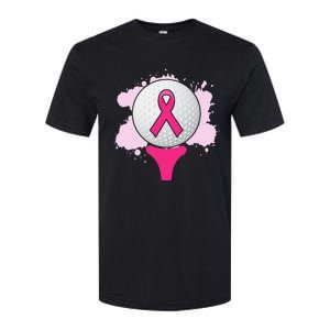 Breast Cancer Awareness Golf Ball Pink Ribbon Softstyle CVC T-Shirt