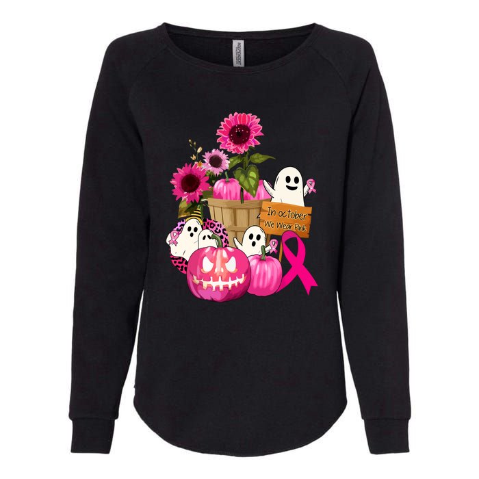 Breast Cancer Awareness Cute Ghosts And Pink Ribbon Pumpkins Gift Womens California Wash Sweatshirt