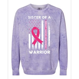 Breast Cancer Awareness Funny Gift Sister Of A Warrior Support Squad Gift Colorblast Crewneck Sweatshirt