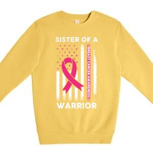 Breast Cancer Awareness Funny Gift Sister Of A Warrior Support Squad Gift Premium Crewneck Sweatshirt