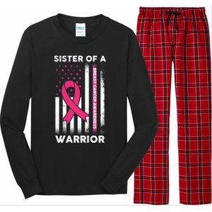 Breast Cancer Awareness Funny Gift Sister Of A Warrior Support Squad Gift Long Sleeve Pajama Set