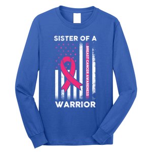 Breast Cancer Awareness Funny Gift Sister Of A Warrior Support Squad Gift Long Sleeve Shirt