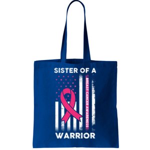 Breast Cancer Awareness Funny Gift Sister Of A Warrior Support Squad Gift Tote Bag