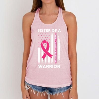 Breast Cancer Awareness Funny Gift Sister Of A Warrior Support Squad Gift Women's Knotted Racerback Tank