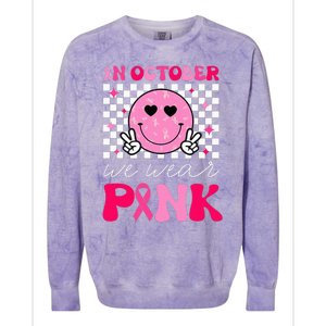 Breast Cancer Awareness In October We Wear Pink Colorblast Crewneck Sweatshirt