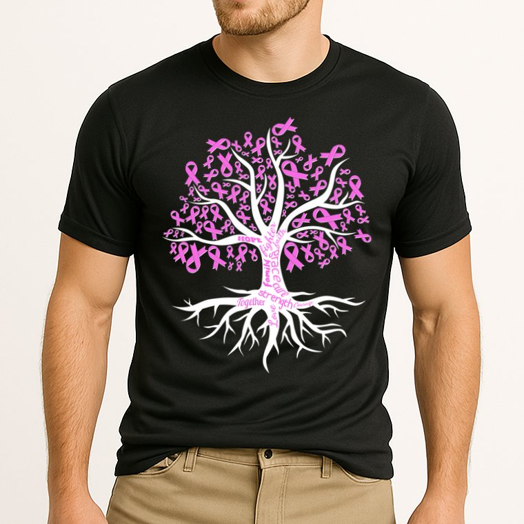 Breast Cancer Awareness Pink Ribbon Tree Cooling Performance Crew T-Shirt
