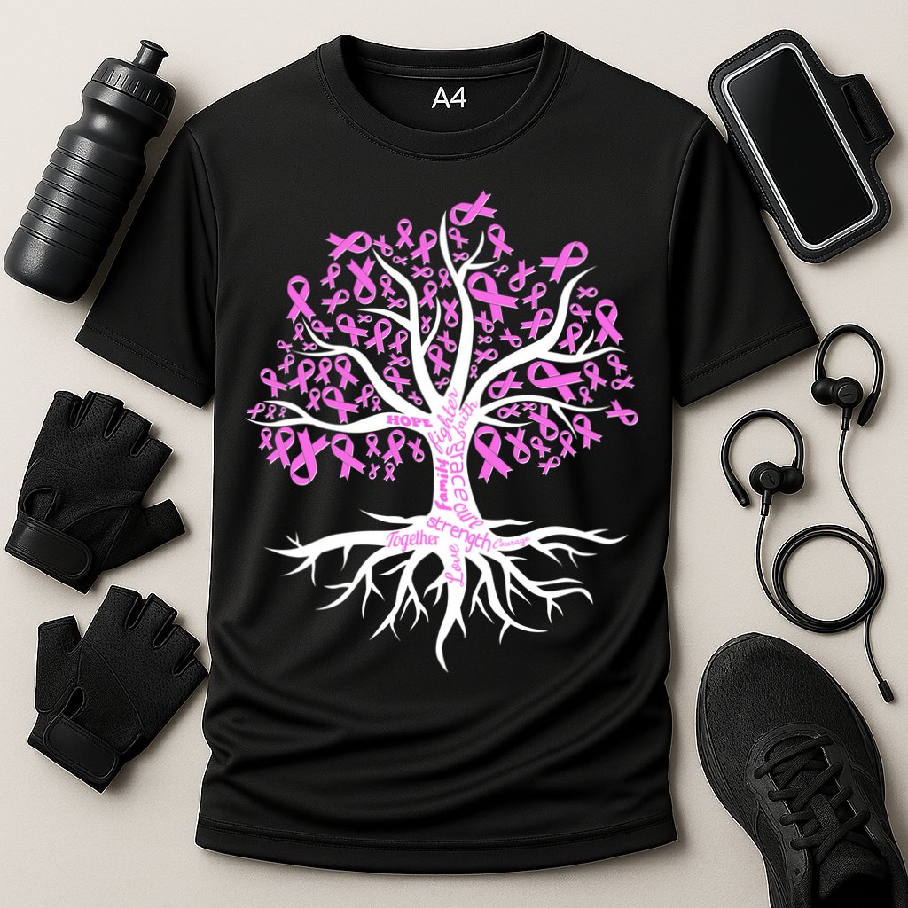 Breast Cancer Awareness Pink Ribbon Tree Cooling Performance Crew T-Shirt