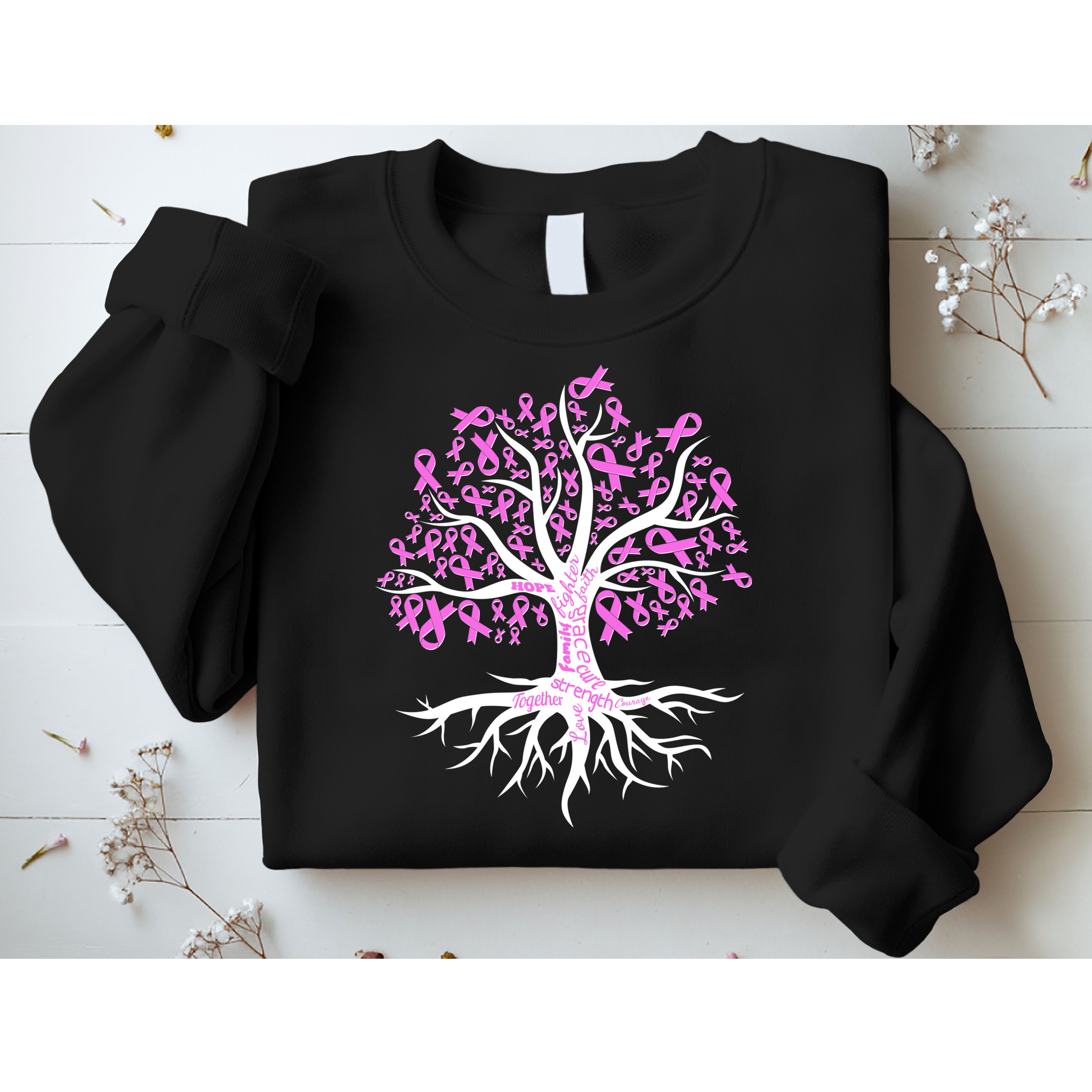 Breast Cancer Awareness Pink Ribbon Tree Sweatshirt