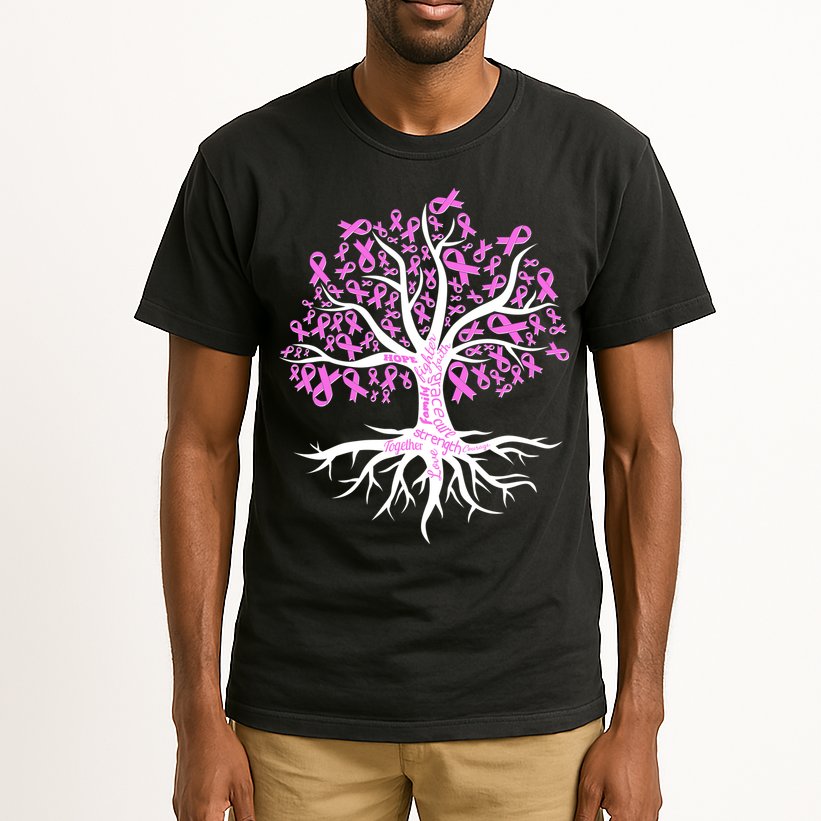Breast Cancer Awareness Pink Ribbon Tree Tall T-Shirt