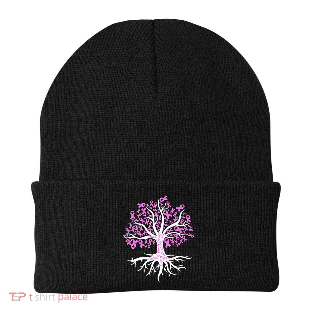 Breast Cancer Awareness Pink Ribbon Tree Beanie