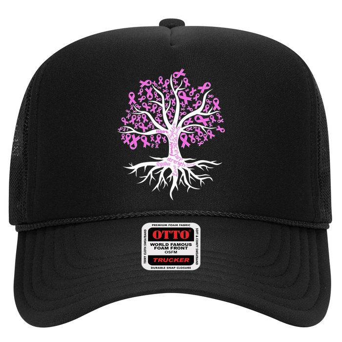 Breast Cancer Awareness Pink Ribbon Tree Trucker Hat