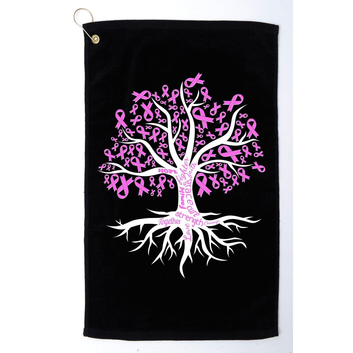 Breast Cancer Awareness Pink Ribbon Tree Golf Towel