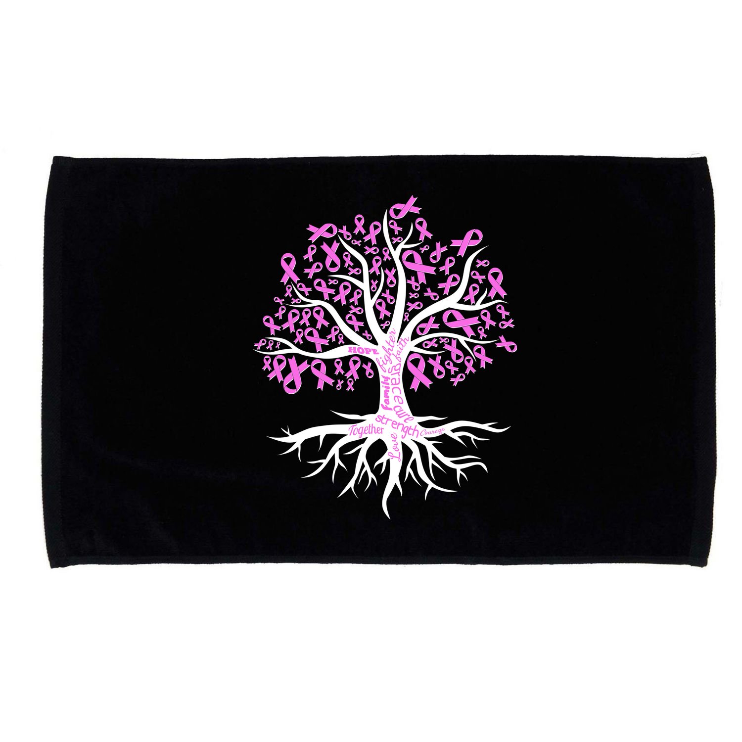 Breast Cancer Awareness Pink Ribbon Tree Microfiber Hand Towel