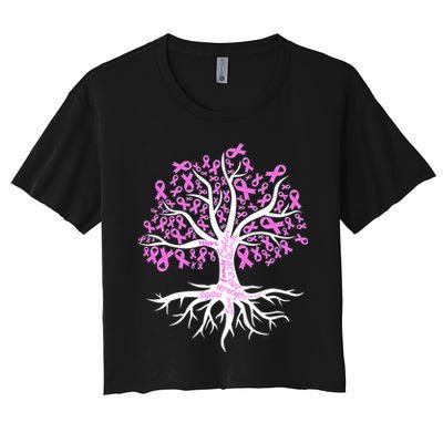 Breast Cancer Awareness Pink Ribbon Tree Crop Top