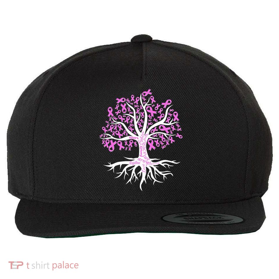 Breast Cancer Awareness Pink Ribbon Tree Wool Snapback Cap